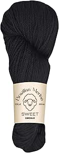 CIRCULO Sweet Merino Wool Yarn - 100% Brazilian Merino - Washable, Soft, Warm, and Luxurious - Perfect for Knitting & Crochet - DK - 328yds / 3.52oz (8990 - Black)