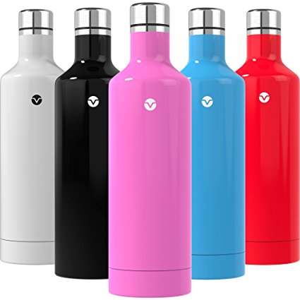 Vremi 16 oz Stainless Steel Water Bottle - Double Walled Vacuum Insulated Metal Water Bottle Travel or Gym BPA Free with Leak Proof Lid - Keeps Drinks Hot or Cold and Fits Standard Cup Holders - Pink