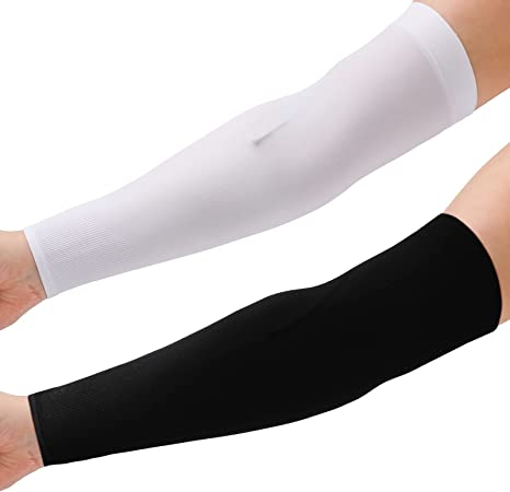 4 Pcs Line Sleeve Line Cover Adult Breathable and Elastic Line Sleeve Soft Arm Covers Comfortable Long Upper Arm Compression Sleeves Line Arm Nursing Sleeve for Women Men Kids, White and Black