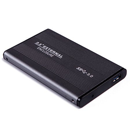 HDE SuperSpeed USB 3.0 SATA External Aluminum 2.5" Hard Drive Case - 500 GB HDD Max Capacity