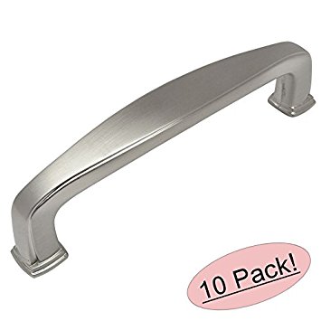 Cosmas 4392SN Satin Nickel Modern Cabinet Hardware Handle Pull - 3-3/4" Inch (96mm) Hole Centers - 10 Pack
