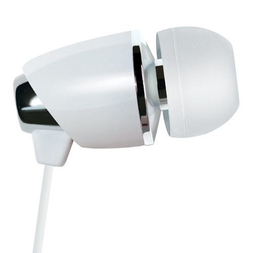 Bell'O Digital BDH440 Precision Bass-Ear Earbud Stye Headphone, Piano White/Chrome