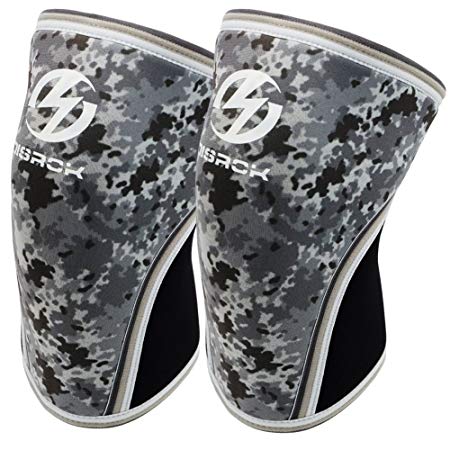 Knee Sleeves (1 pair), 7mm Neoprene Compression Knee Braces, Great Support for Cross training, Weightlifting, Powerlifting, Squats, basketball and More (Large, Grey Camo)