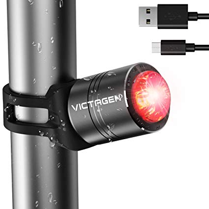 victagen Smart USB Rechargeable Bike Tail Light, Helmet Light, Auto on-Off According to Brightness Movement, IPX6 Waterproof LED Bicycle Taillight Cycling Safety, Rear Bike Light