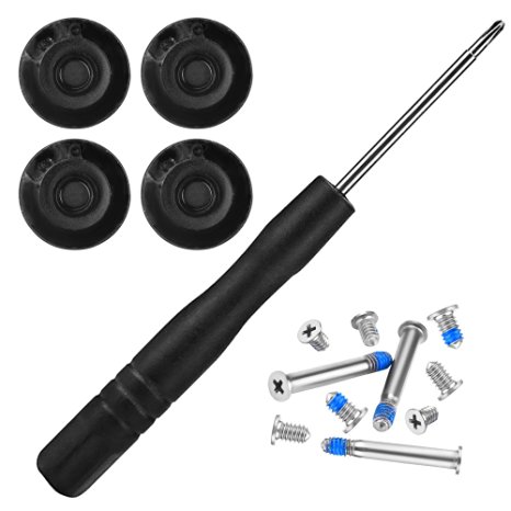 eBoot 4 Pack Rubber Case Feet with Screws Screwdriver Kit Set for Apple Macbook Pro A1278 A1286 A1297 13 15 17