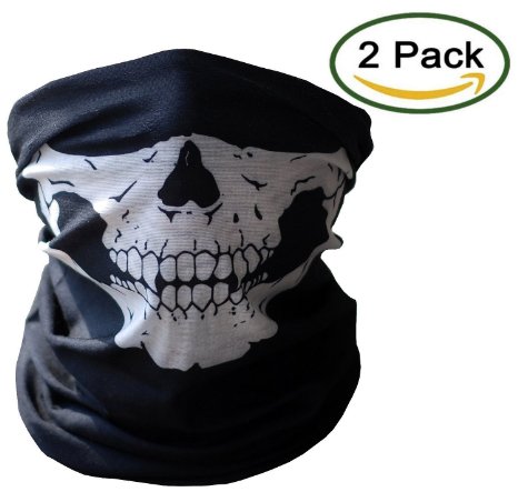 Motorcycle Face Masks 2 Pieces Xpassion Skull Mask Half Face for Out Riding Motorcycle Black