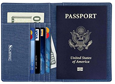 SimpacX Fabric Passport Holder Wallet Cover Case RFID Blocking Travel Wallet