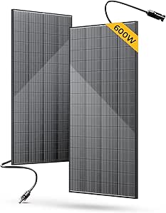 BougeRV Bifacial 600 Watts 12BB Solar Panel, 23% Efficiency All Black Design Monocrystalline Technology Work with 12 Volts Charger for RV Camping Home Boat Marine Off-Grid (BIFACIAL 2PCS 300W)