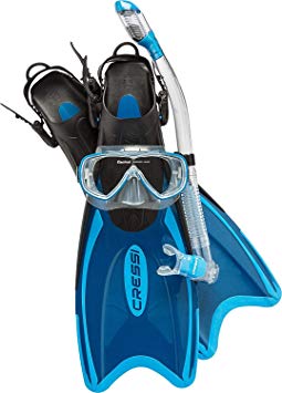 Cressi Palau LAF, Adult Snorkeling Set, Includes (Palau Long Open Heel Fins, Onda Mask, Supernova Dry Snorkel, and Set Bag) - Cressi: 100% Made in Italy Since 1946