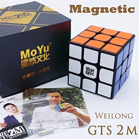 MAGNETIC *Weilong GTS v2 M* - Magnetized MoYu 3x3 Professional & Competition Speed Cube Magic Cube Brain Game 3D Puzzle - BLACK