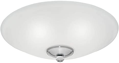 Low Profile Bowl Light Fixture- White Cased Glass, Damp-Rated