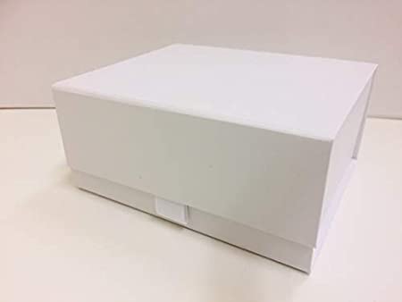 Aromabar Luxury White Magnetic Gift Box with Ribbon Tab Medium Hamper Wedding Bridesmaid Bride Baby Keepsake Size 20 x 16 x 8cm