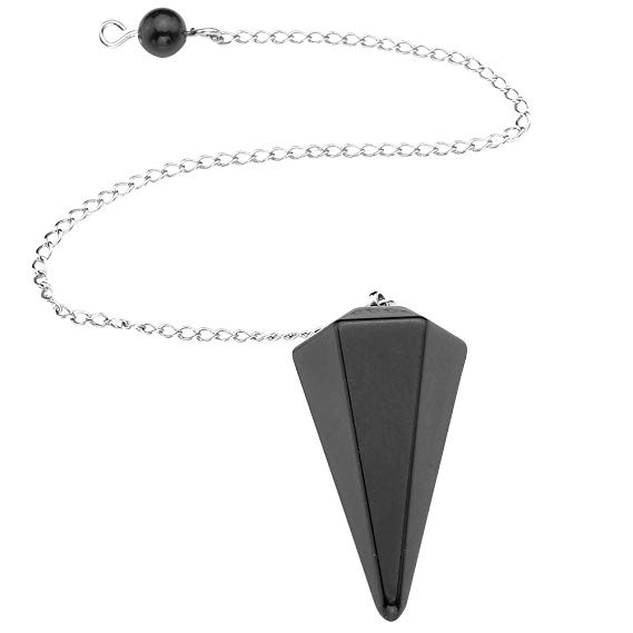 JOVIVI Black Obsidian Gemstone Crystal Pendulum - Dowsing, Scrying, Healing