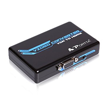 Portta PETVHP 3.5mm Stereo Audio VGA 2 HDMI, VGA to HDMI Converter 1080p AC Power Adapter - Not for Windows 10