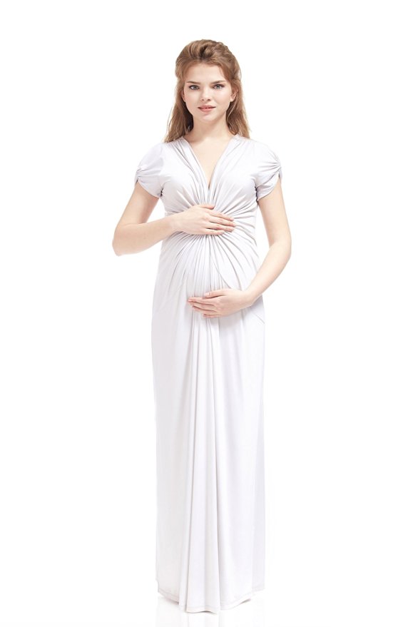 Maternity And Nursing Dress Angelica Cup Sleeve Empire Waist Maxi By Nothing But Love