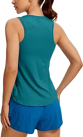 CRZ YOGA Lightweight Tank Top for Women Racerback Sleeveless Workout Tops High Neck Athletic Running Shirts