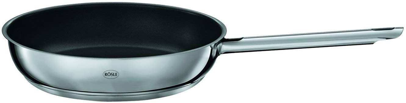 Rösle Elegance Frying Pan with Non-Stick Coating, Serving Pan, Stainless Steel, non-stick, 20 cm, 13210