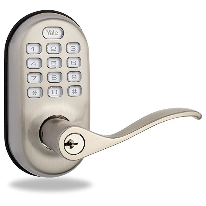 Yale Real Living Keyed Push Button Lever with Z-Wave, Satin Nickel (YRL210ZW619), Works with Alexa via SmartThings and Wink