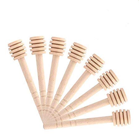 50Pcs/Set Household Wooden Portable Mini Jam Honey Dipper Jar Dispensing Collecting Stirring Rod Stick Mino Dispense Drizzle Honey (10CM)