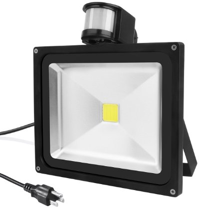 Warmoon LED Motion Sensor Flood Light, 30W Daylight White, 6500K, 2700lm-3600lm, Waterproof Security Lights with PIR