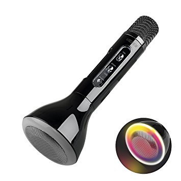 VERKB Rainbow Mic, Wireless Microphones Karaoke(3rd Generation), 3-in-1 Bluetooth Karaoke Machine KTV for Apple iPhone Android Smartphone and Pc(Jet Black)