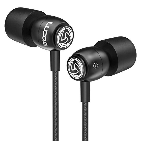 LUDOS CLAMOR Earphones In-Ear Headphones with Microphone, New Generation Memory Foam, Reinforced Cable, Bass, Volume Control Earbuds for Samsung, iPhone, Huawei, LG, and Smartphone