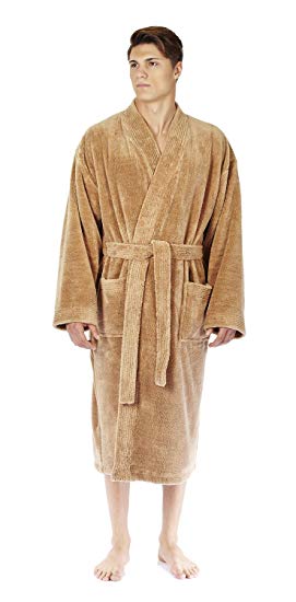 Arus Men's Kimono Fleece Bathrobe Turkish Soft Plush Robe