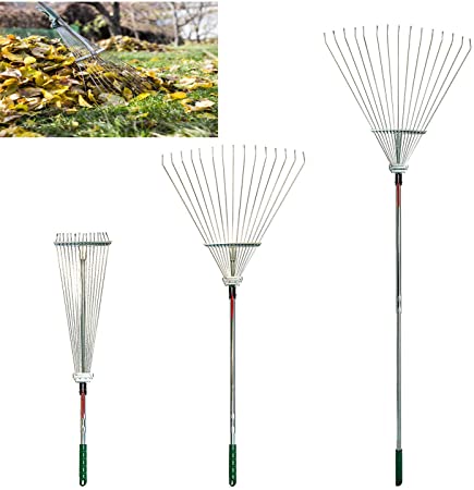 Lavo Home Professional Telescopic Rake Heavy Duty Folding Rake Expandable with Multiple Heights