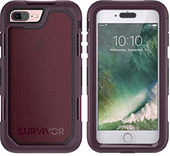 Griffin Survivor Extreme for iPhone 7 Plus, Wine/Clear - Maximum Drop Protection and rain-Proof case for iPhone 7 Plus