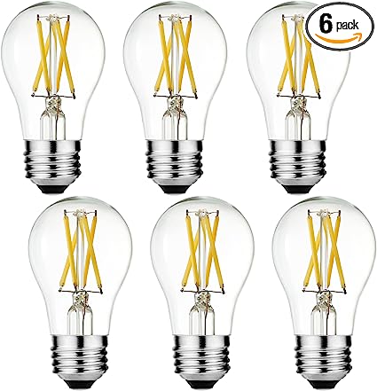 LiteHistory A15 LED Bulb 6W Equal E26 Bulb 60 Watt Non-Dimmable E26 Edison Bulb Neutral White 4000K Clear AC120V 600LM E26 LED Bulb for Ceiling Fan,Wall sconces,Fridge,Desk lamp Pack of 6