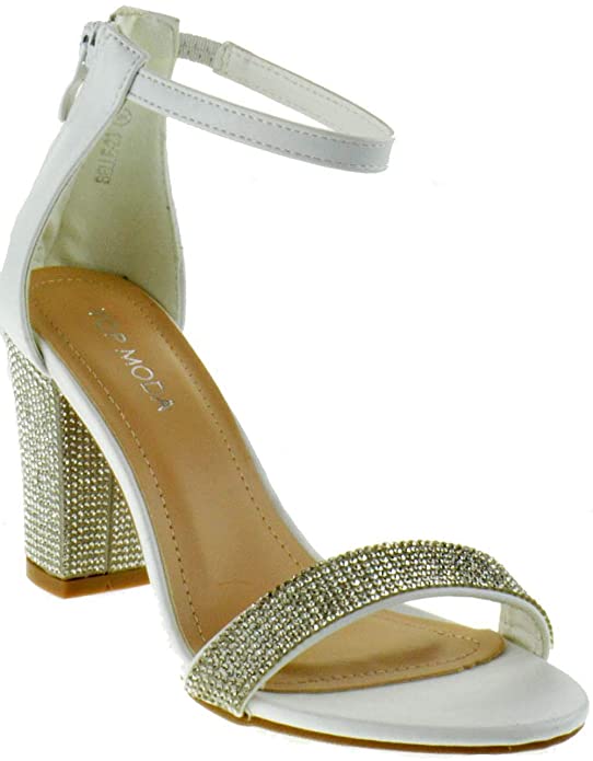 TOP Moda Womens Hannah-1 Platform Chunky Heel Metallic Glitter Party Ankle Strap High Heel Sandal