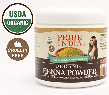 Pride Of India - Organic Henna (Lawsonia Inermis) Hair Color Powder - Natural Color, 8oz (225gm) Jar - BUY ONE GET 50% OFF 2ND UNIT (Mix and Match - Promo AUTO APPLIES at Checkout)