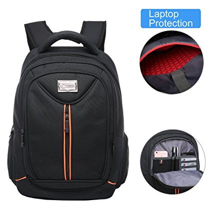 Crosslandy Small College Laptop Backpack for Men Women Work Backpack Fit 15.6 Inch Laptop Water Resistant (Black04)
