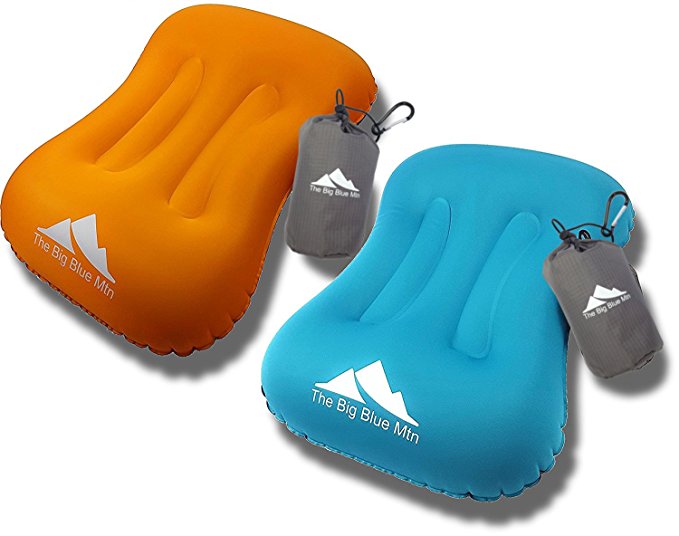 The Big Blue Mtn Camping Pillow Inflatable Backpacking Camp Hiking Ultralight Summit Gear - Beach Sea Travel Hammock Air Blow Up Portable Sleeping Pillows