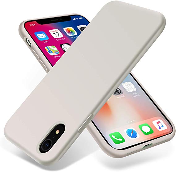 for iPhone XR Case,OTOFLY[Silky and Soft Touch Series] Premium Soft Silicone Rubber Full-Body Protective Bumper Case Compatible with Apple iPhone XR 6.1 inch - White Stone