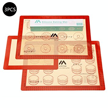 [ VFAD ] Baking Mat Set, FDA Non Stick Silicone Baking Mat With Measurements For Toaster Oven 2 Pcs Half Sheet & 1 Pc Small Toaster Oven Size
