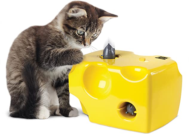 ANIMAL PLANET Automatic Peek-a-Boo Mouse & Cheese Interactive Toy for Cats, Features Built-In Auto Off Function, Pop Out Mice For Hours Of Entertainment, All Day Play W/Away Mode, Battery Operated