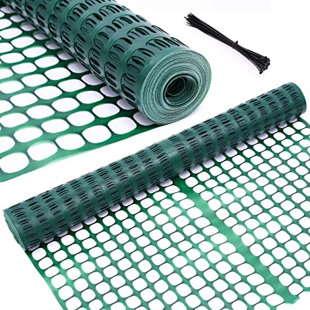 Ohuhu Garden Fence Animal Barrier, 4' x 100' Reusable Netting Plastic Safety Fence Roll, Temporary Pool Fence Snow Fence Economy Construction Fencing Poultry Fence for Deer, Rabbits, Chicken, Dogs