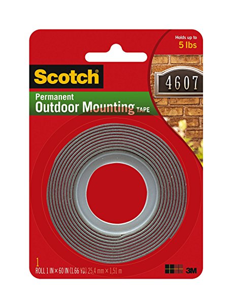 Scotch Super Strong Exterior Mounting Tape, Grey, 25.4mm x 1.52m, 1 Roll, (4011C)