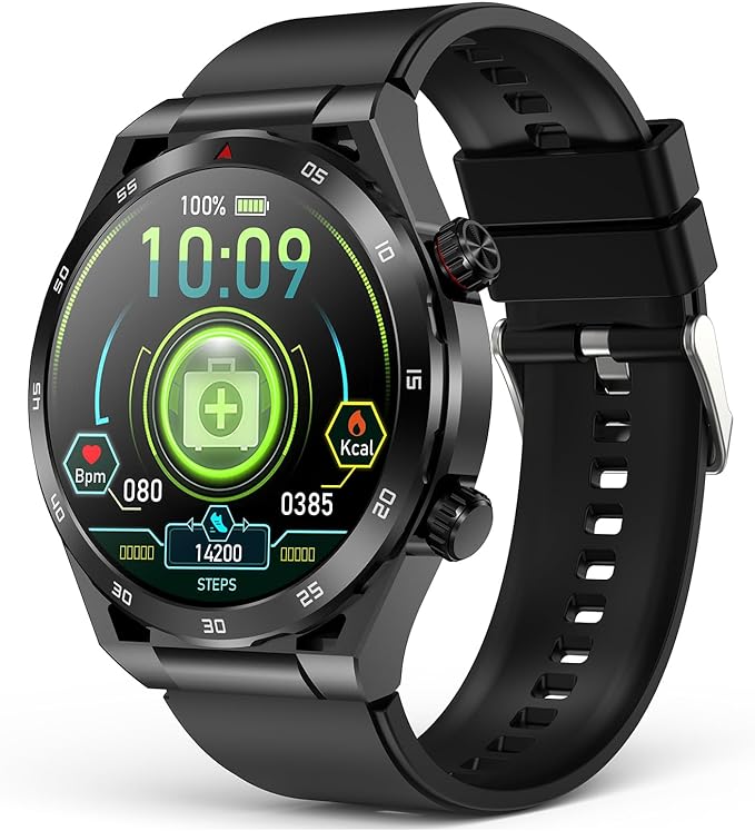 Smart Watch with Bluetooth Call,Non-invasive Blood Glucose Monitors, 1.39" Smartwatches for Men Women, Fitness Watch with Blood Pressure/HR/Sleep, IP67 Waterproof for Android iOS Black