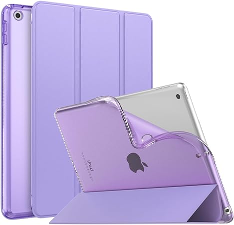 MoKo Case for iPad 10.2 iPad 9th Generation 2021/ iPad 8th Generation 2020/ iPad 7th Gen 2019, Soft Frosted Back Cover Slim Shell Case with Stand for iPad 10.2 inch,Auto Wake/Sleep, Lilac