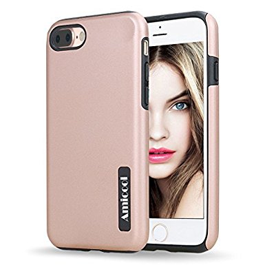 iPhone 7 Plus Case,Amicool Shockproof Armor Bumper, Hybrid Dual Layer Defender Ultra Slim Protective Cover for Apple iPhone 7 Plus (5.5 inch ) 2016 (Rose Gold)