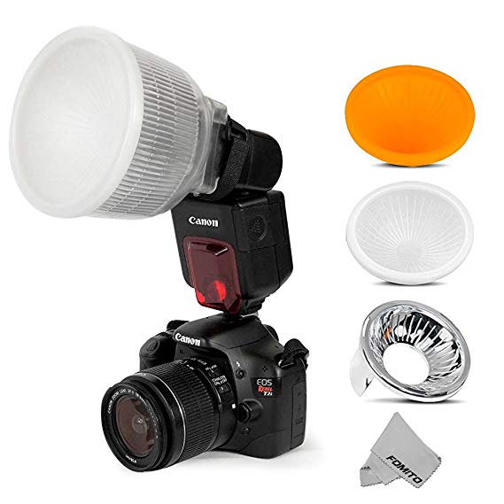 Fomito Universal Cloud Lambency Flash Diffuser   3 pcs Covers White, Silver & Orange Set for Flash Speedlite