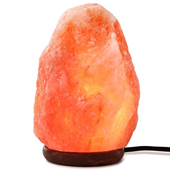 SMAGREHO Hand Carved Natural Crystal Himalayan Salt Lamp with Neem Wood Base, Bulb And Power Cord (8.5-9.5inch, 5 - 8lbs)