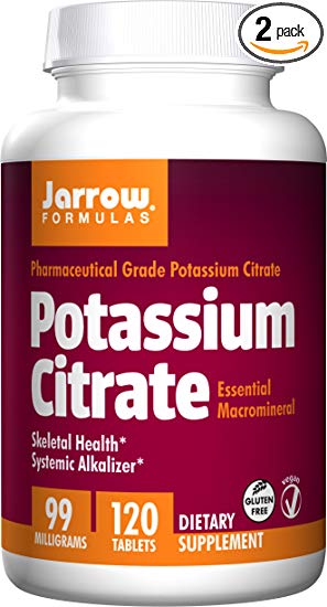 Jarrow Formulas Potassium Citrate, For Skeletal Health, Systemic Alkalizer, 120 Tablets (Pack of 2)