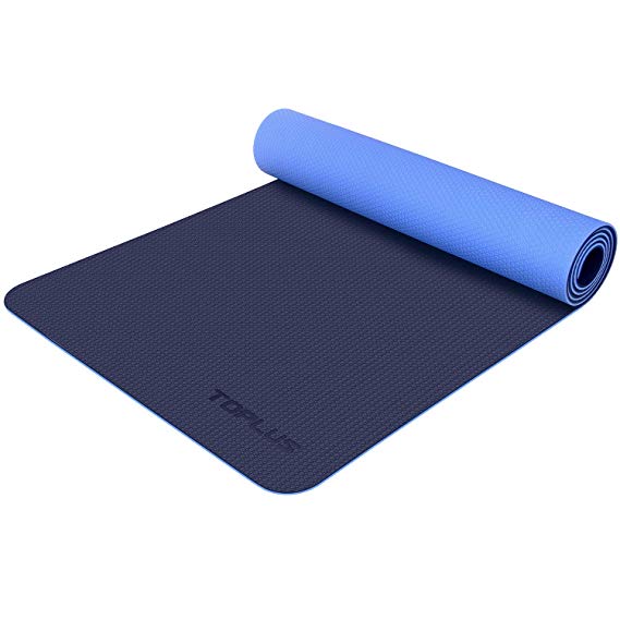 TOPLUS Yoga Mat - Non Slip Eco Friendly Exercise & Fitness Mat with Carrying Strap for All Types of Yoga, Pilates and Floor Exercises (1/4-1/8 inch)