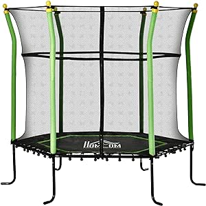 HOMCOM Cama Elástica Infantil de Jardín Ø160x163,5 cm Trampolín para Niños de  3 Años con Red de Seguridad Acero para Interior Exterior Carga 50 kg