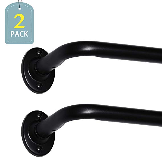 H.VERSAILTEX Wrap Curtain Rod Black Curtain Rod Wrap Around Black Curtain Rod Room Darkening Wrap Curtain Rods for Windows 48 to 86 inch, 2 Pack