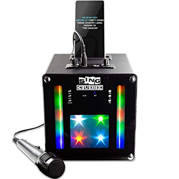 SingCube Rechargeable Bluetooth Karaoke Machine Lights and Microphone, 5W (SINGCUBE01)