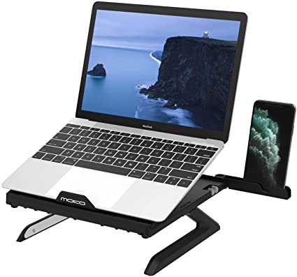 MoKo Laptop Stand, Multi-Angle Adjustable Laptop Holder for Desk Foldable Computer PC Riser Anti-Slip Mount for MacBook Pro 14" 2021, MacBook Pro Air, Surface Laptop, Notebook (10-15 Inch), Black